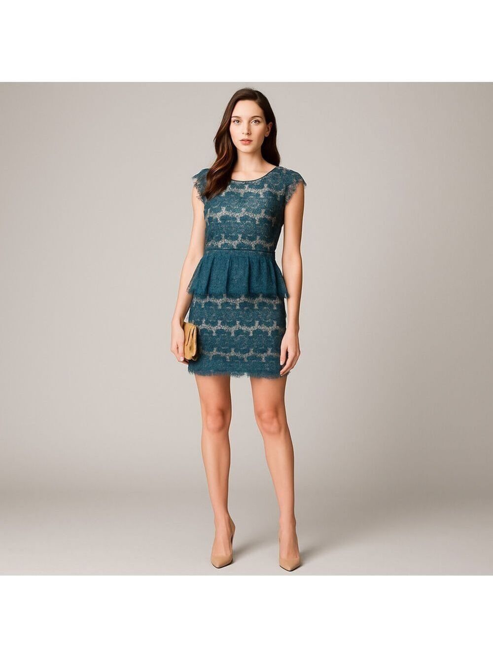 Maeve Green and Tan Elsa Lace Dress Size Small